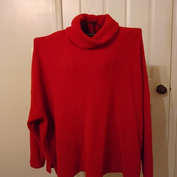 Old Navy Sweaters Old Navy Red Cowl Neck Sweater Nwot Cotton And Polyester Drop Shoulder Xxl